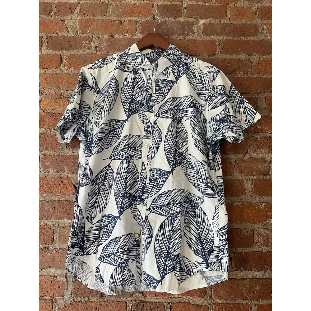 Bonobos Men's Short Sleeve Shirt M Tropical Floral Blue White Slim Fit Cotton